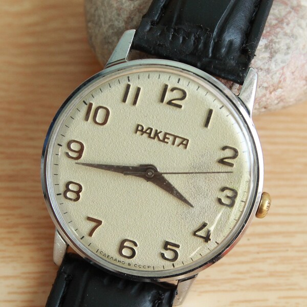 Vintage Men's Raketa Watch - Mechanical USSR Wristwatch in Working Condition