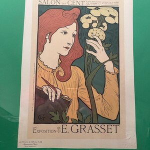 Antique print,Original 1800's Print, Original Lithograph Poster,"Salon des Cent" By Eugene Grasset.Letter of Points of Authenticity provided