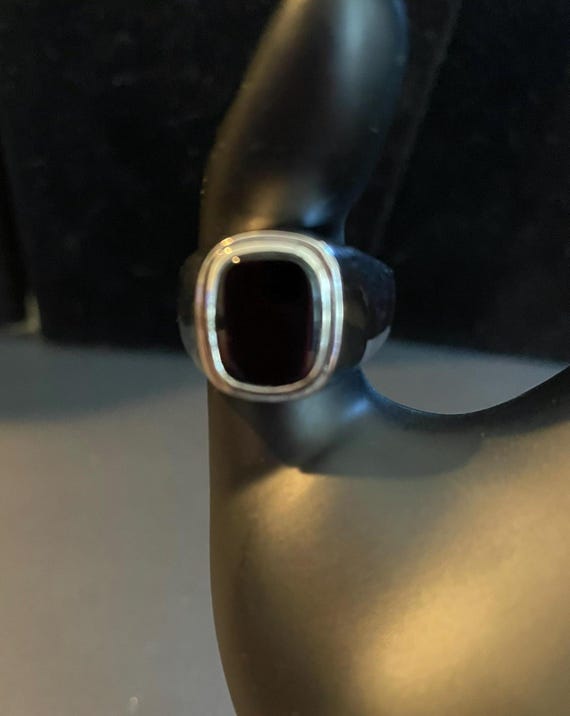 Black Onyx Sterling Silver Statement Ring - Size … - image 2