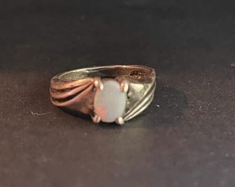 Antique Opal Ring: 10kt White Gold Art Deco Statement Ring, Size 5