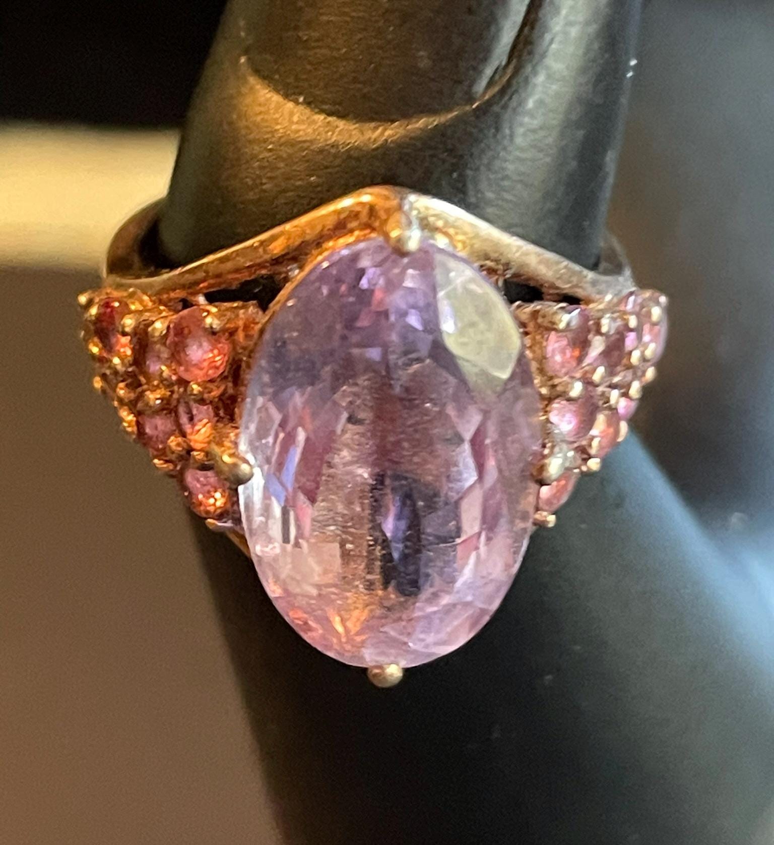 Vintage Amethyst Statement Ring: 14kt Rose Gold Vermeil, Size 7 - Etsy