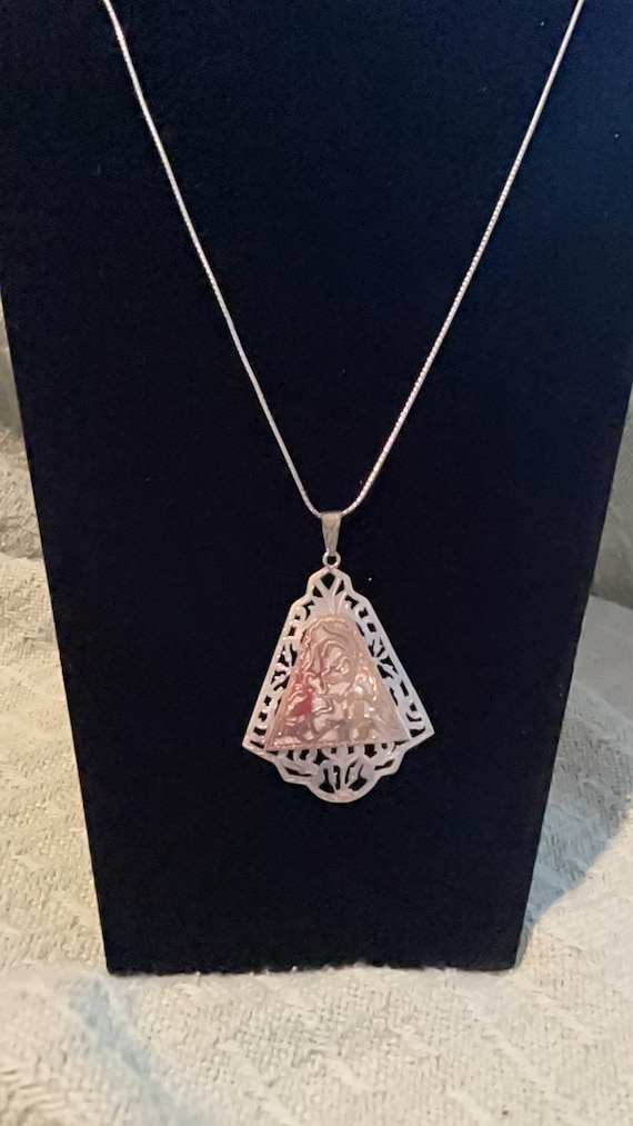 Vintage 1960s Triangular Pendant Necklace: 14kt G… - image 1