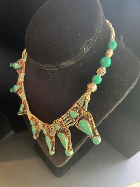 Statement Necklace '' Beaded Turquoise Necklace "… - image 3