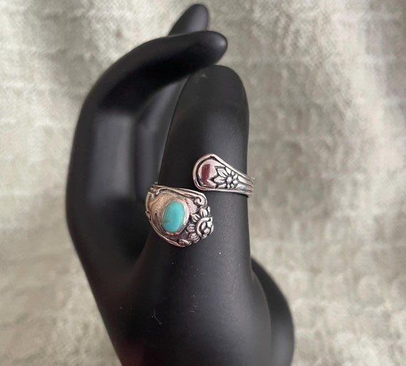 Vintage rings, Womans' Rings  "Turquoise and sterling silver spoon Ring"