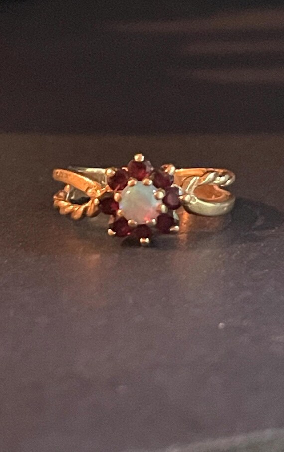 Alluring statement ring"Fire Opal surrounded by G… - image 3