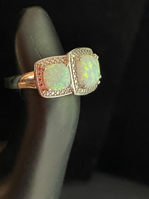 Alluring statement ring"3 fire opals mounted on S… - image 3