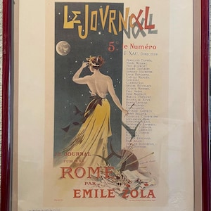 Antique Emile Zola Lithograph Print by Jules Cheret (1895)