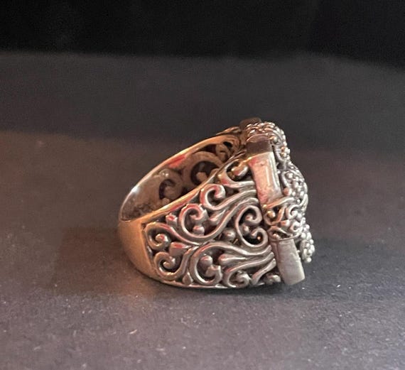Filigree Sterling Silver Flower Statement Ring - … - image 2