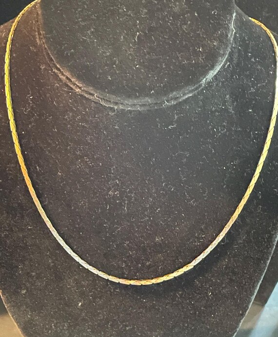 Solid 14Kt flat laying Herringbone Chain 19" long… - image 3