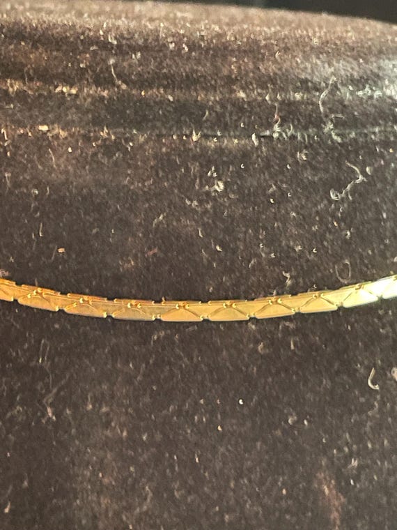 Solid 14Kt flat laying Herringbone Chain 19" long… - image 8