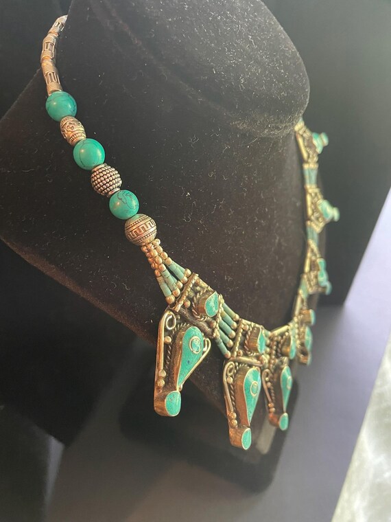 Statement Necklace '' Beaded Turquoise Necklace "… - image 2