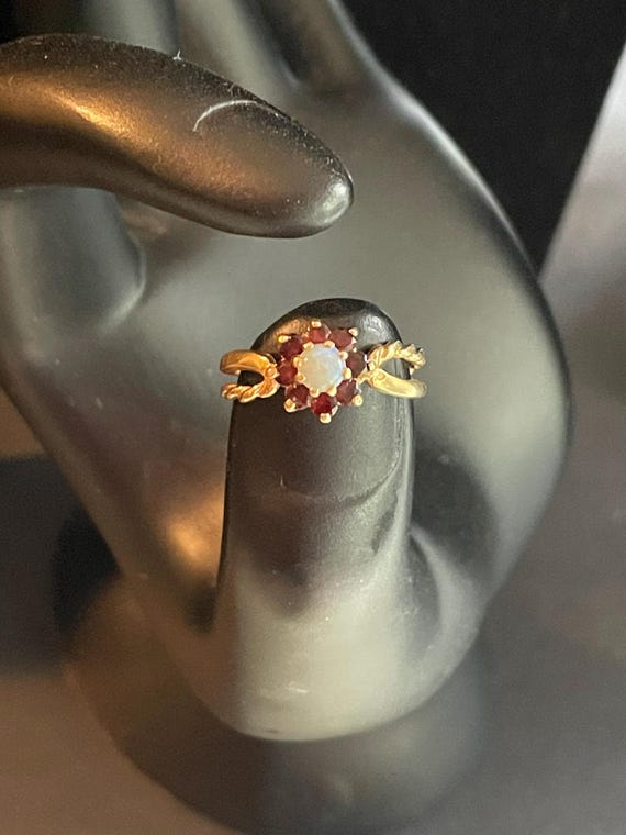 Alluring statement ring"Fire Opal surrounded by G… - image 8