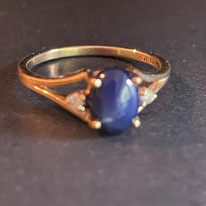 10kt yellow gold &quot;Brilliant Star Sapphire and diamond accents&quot; Statement jewelry