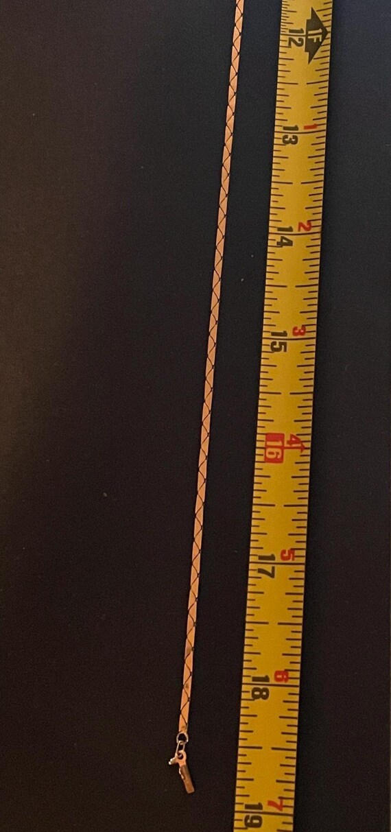 Solid 14Kt flat laying Herringbone Chain 19" long… - image 6