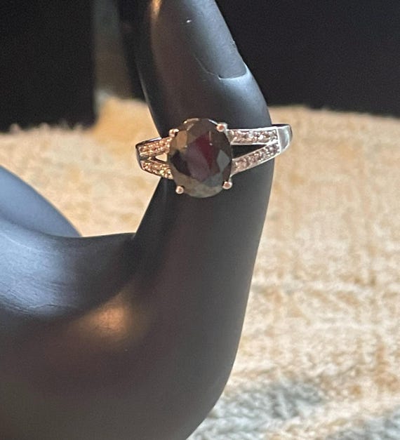 Vintage Sapphire & Crystal Sterling Silver Statem… - image 1