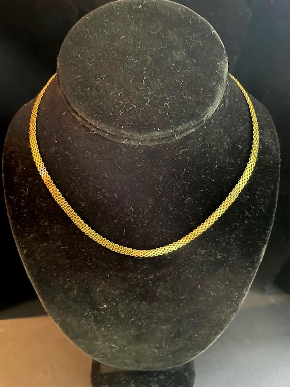 Statement Necklace "Solid 14 Kt  9.4gtw Gold Mesh… - image 1