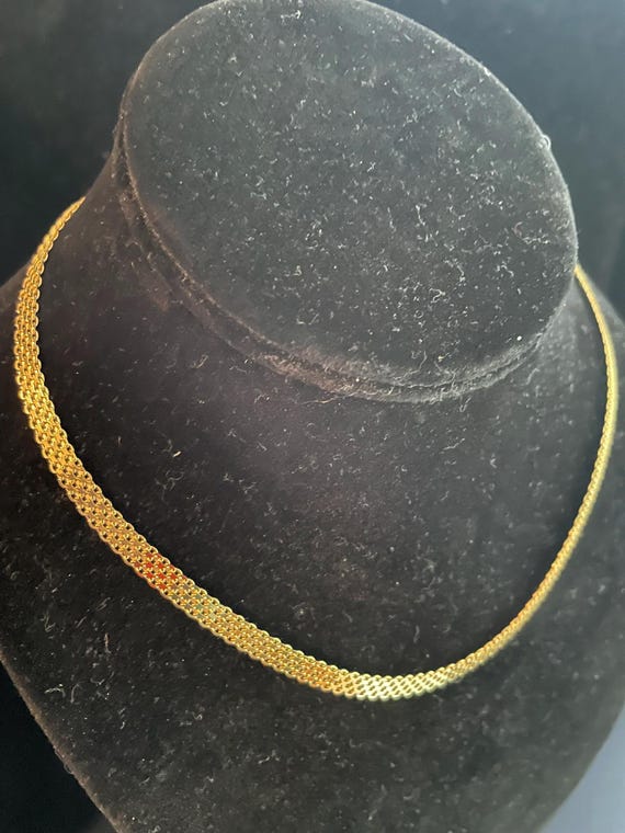 Statement Necklace "Solid 14 Kt  9.4gtw Gold Mesh… - image 3