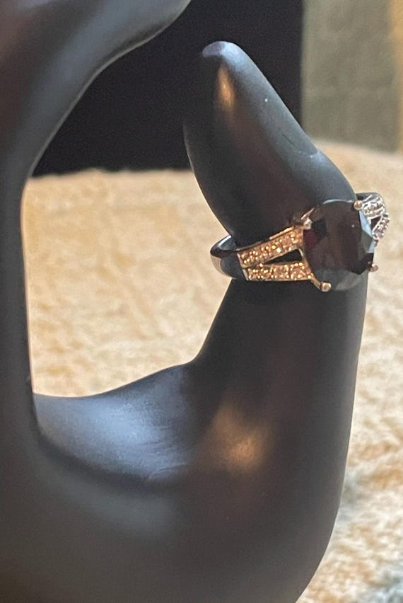 Vintage Sapphire & Crystal Sterling Silver Statem… - image 4