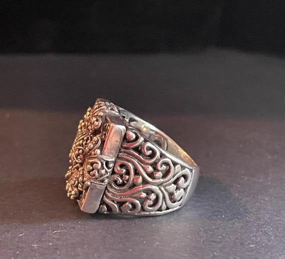 Filigree Sterling Silver Flower Statement Ring - … - image 3