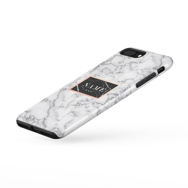 Personalised Customizable Letters Name Iniziali Custom Citazione Nero Geometric Marmo Custodia Protettiva in Plastica Rigida Cover per Samsung Galaxy S7 Case