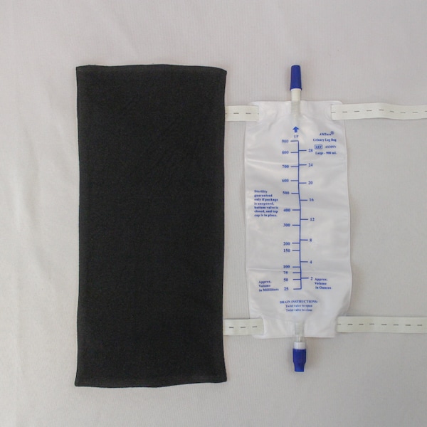 Large Black Flannel Catheter Leg Bag Cover