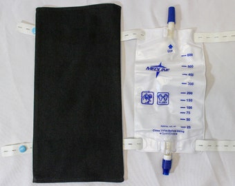 Soft Black Flannel 500mL - 600mL Medline Rusch Uro-Safe Catheter Leg Bag Cover Urine Drainage
