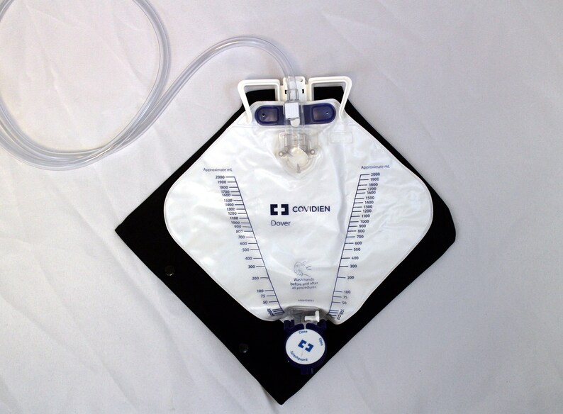 Black Cotton Twill Cloth Catheter Bag Cover 2000 Ml Urine Etsy