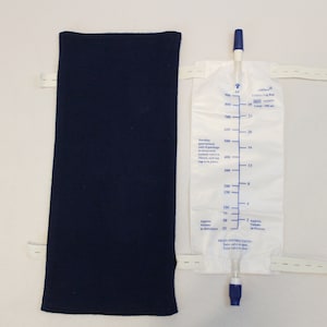 Large Navy Flannel Catheter Leg Bag Cover