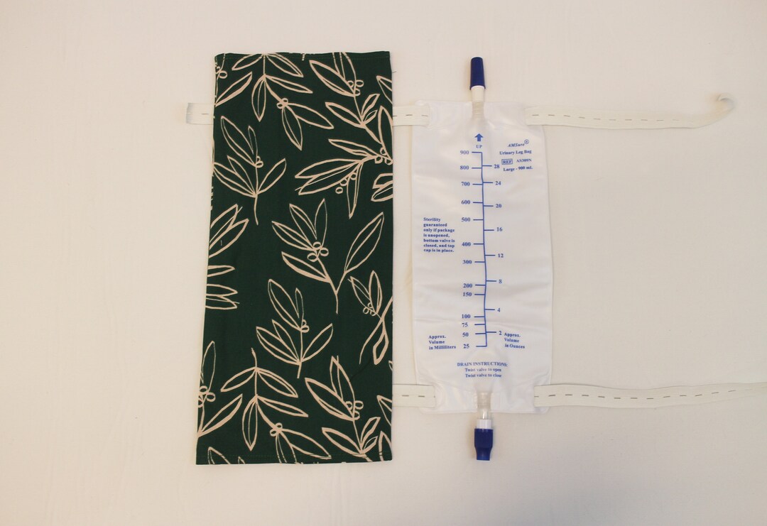 Large Green Leaves Catheter Leg Bag Cover 28 to 32 Oz 900 to 1000 Ml Etsy