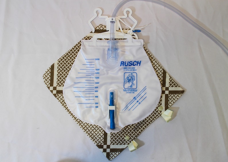 Brown & Beige Cotton Cloth Catheter Bag Cover 2000 Ml Urine Etsy