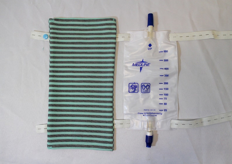 Mint Striped Knit Medline Catheter Leg Bag Cover Rusch 600mL Etsy