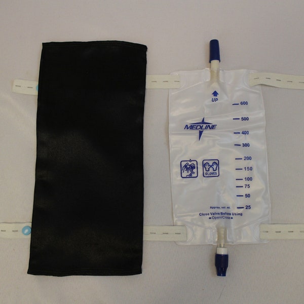 Black Satin 500mL - 600mL Medline Rusch Uro-Safe Catheter Leg Bag Cover Urine Drainage