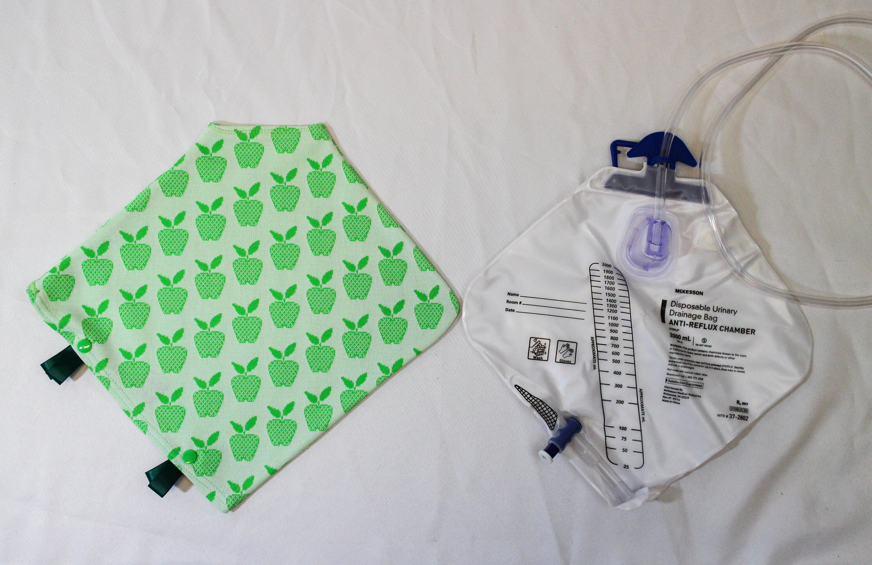 Green Apples Cloth Catheter Bag Cover 2000 mL Urine Drainage Etsy