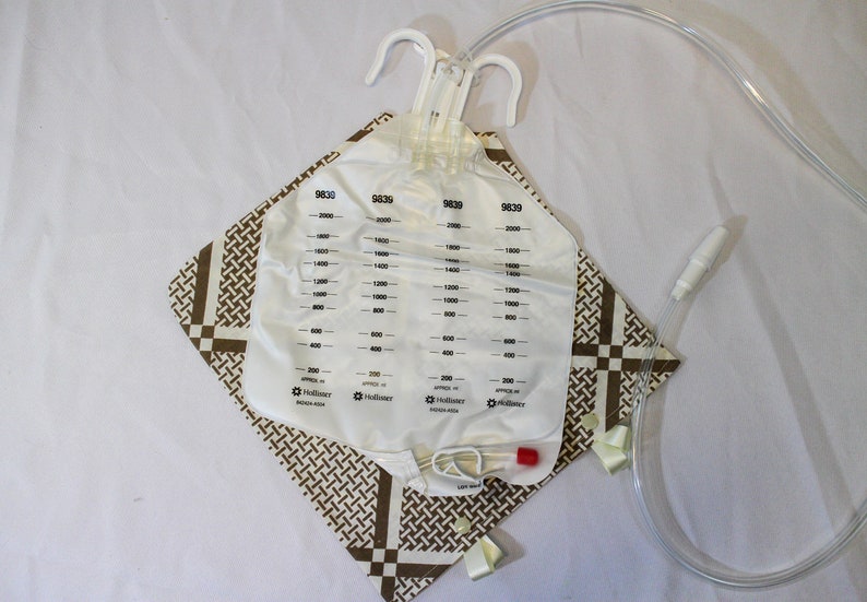 Brown & Beige Cotton Cloth Catheter Bag Cover 2000 Ml Urine Etsy