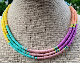Heishi Halskette, Heishi Choker, Surfer Halskette, Strand Choker, Strandboutique, Strand Schmuck, Pastell Choker, Surfer Schmuck, Beachy Geschenke