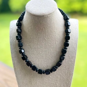 Black Obsidian Necklace, Chunky Black Necklace, Protection necklace, Chunky Black Necklace, Black Stone Necklace, Chunky Stone Necklace