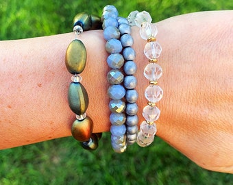 Handmade beaded bracelets, Gift for her, Boho Bracelets, Multi strand bracelet, Beaded Bracelets, BOHO jewelry, Beaded stacking bracelets
