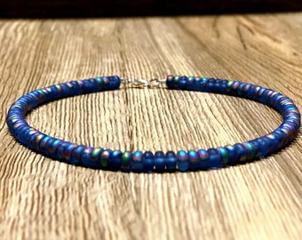 Glass bead necklace, Surfer Necklace, Boyfriend Gift, Heishi necklac, African bead necklace, Beach Necklace, Men's beaded Necklace