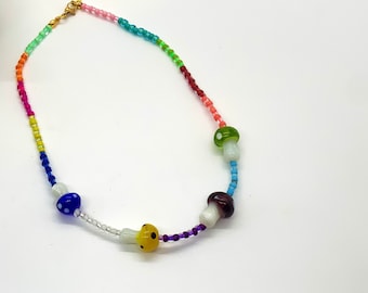Colorful y2k necklace, boho y2k necklace, trendy choker, Funky indie choker, Fun 90s necklace, rainbow y2k choker, rainbow charm necklace