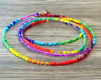 Long Boho Necklace, Seed Bead Layering, Bohemian Jewelry, Beaded Wrap Necklace, Beaded Layering, Long Seed bead, Hippie Style, Boho Jewelry