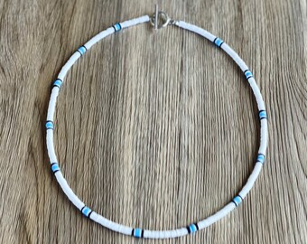 Heishi Necklace w/ Toggle Clasp, Heishi Choker, The Ultimate Surfer Necklace, Mens Surfer Necklace, Beach Necklace, Beach Choker, Mens Gifts