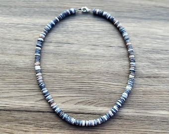 Surfer Necklace, Heishi Chip Necklace, Heishi Necklace, Tribal Necklace, Men&#39;s Beaded Necklace,  Beach Necklace, Boyrfriend Gift, Mens Gift