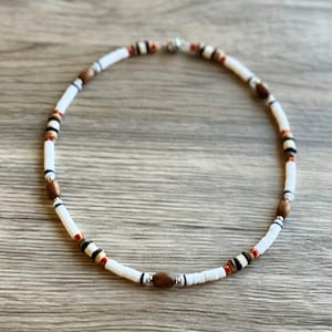 Men&#39;s Tribal Necklace, Surfer Necklace, Heishi  Necklace, Heishi Tribal Choker, Tribal Jewelry, Minimalist Beaded Necklace, Surf Choker