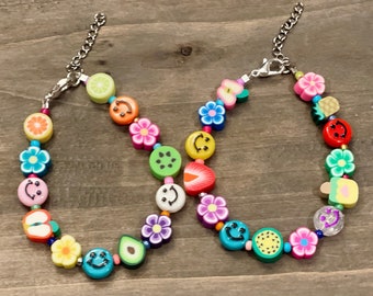 y2k bracelet, aesthetic bracelet, fruit bead bracelet, Smiley bracelet, Colorful 90s bracelet, y2k beaded bracelet, 90s beaded bracelet