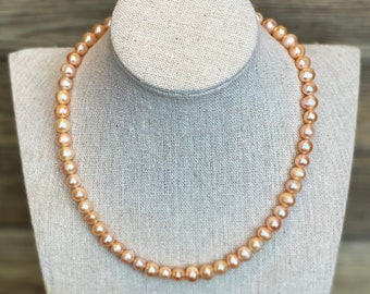 Freshwater Pearl Necklace,  Pink Pearl Necklace, Little Girls Jewelry, Mens Pearl Necklace, Harry Style, Handmade Jewelry, Pearl Choker