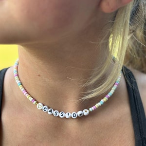 Girls Name Necklace, Little Girls Necklace, Beaded name necklace, pastel bead necklace, Pastel bead necklace, Gift for Little Girl