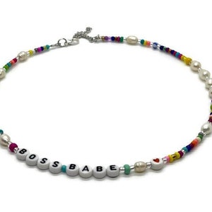 Name Necklace, Custom Necklace, Personalized Necklace, Friendship Gift, Boho Necklace, BFF gift, Rainbow Necklace, Pearl Necklace, BFF Gift