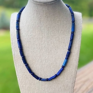 Lapis Lazuli Necklace, Healing Necklace, Gemstone Jewelry, Mens Beaded Necklace, Best Friend Gift, Good luck Jewelry, Blue Gemstone Necklace