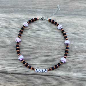 Boys Name Necklace, Baseball Necklace, Kids Name Necklace, Customizable Name Necklace, Sports Necklace, Boys Bea Necklace, Little Boy Gift