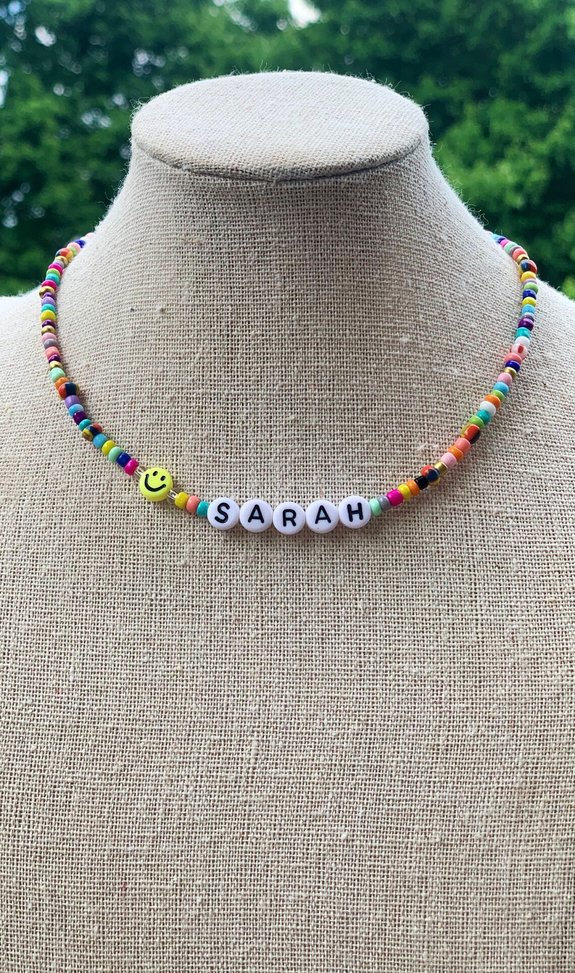 Rainbow Beaded Name Necklace Personalized Necklace Gift | Etsy